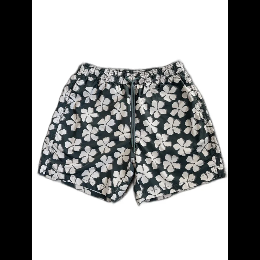 Men’s Chubbies Swim Trunks Baggies Shorts Daisy Chain Olive Green Floral Cream S